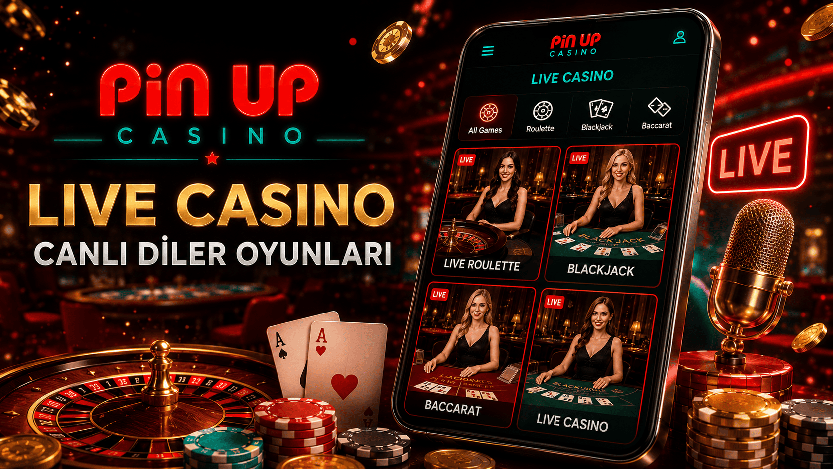 Pin Up live casino lobbisi və canlı diler oyunları